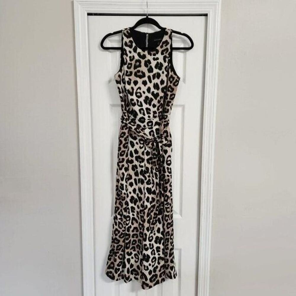 BANANA REPUBLIC | Leopard Animal Print Cropped Jumpsuit Sz 2 Wide Leg Tie Waist